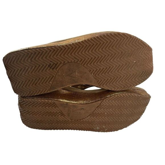 Very Volatile Platform Sandals Jeweled Bronze Metallic Python Womens Size 11 - Picture 10 of 13